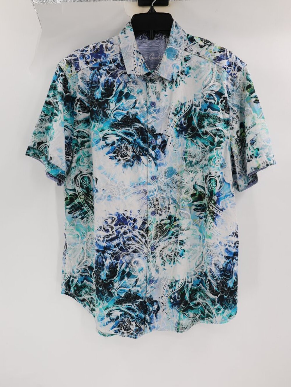 Robert Graham Shirt Men XL Classic Fit Cotton AOP Paisley Short Sleeve Button Up